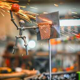 Upcycled Metal Basketball Sustainable Sculpture - thumbnail 2