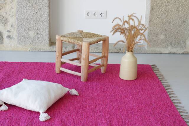 Large Handwoven Pink Rug, Living Room Area Nursery Kids Girls Decor, Bedroom Scandi Rug - image 1