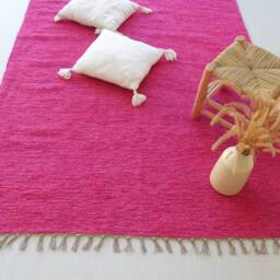 Large Handwoven Pink Rug, Living Room Area Nursery Kids Girls Decor, Bedroom Scandi Rug - thumbnail 3