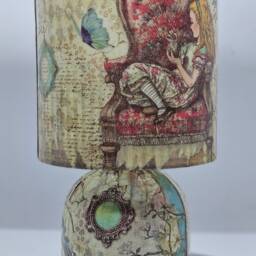 Alice in Wonderland Ii. Decoupage Table Lamp Whimsical Home Decor - thumbnail 2