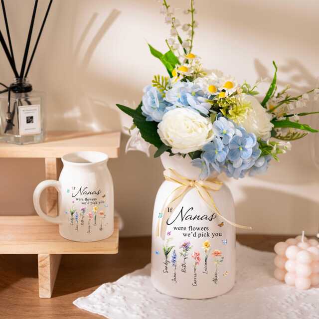 Nana's Garden Flower Vase, Birth Month Birthday Gift For Nana, Family Holiday Decor, Christmas Grandma, Mother's Day - image 1