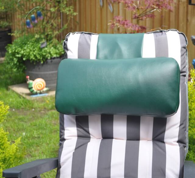 Dark Green Faux Leather Garden Chair Hanging Headrest Bolster Cushion With Inner Pad - image 1