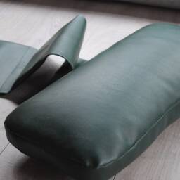 Dark Green Faux Leather Garden Chair Hanging Headrest Bolster Cushion With Inner Pad - thumbnail 3