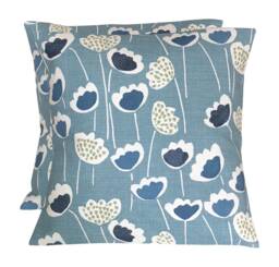 2 X Prestigious Textiles Clara Abstract Floral Blue Scatter Pillow Cushion Covers