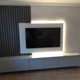 Media Wall Package - Acoustic Panels 3M Floating Unit Tv Panel Wide Mirror Led Lights - thumbnail 2
