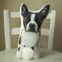 Dog Pillow Boston Pit Bull Terrier Plush Hand Painted Home Decor Stuffed Soft Cotton Throw Accent - thumbnail 2
