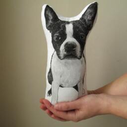 Dog Pillow Boston Pit Bull Terrier Plush Hand Painted Home Decor Stuffed Soft Cotton Throw Accent - thumbnail 3