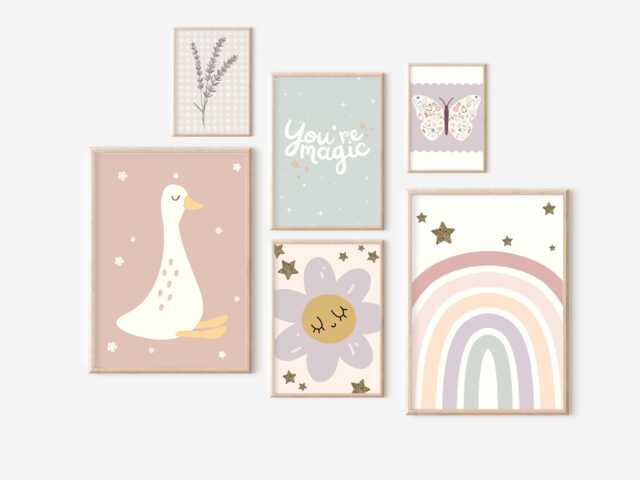 Set Of Pastel Gallery Wall Prints For A Playroom, Bedroom Or Nursery - Prints Only - image 1
