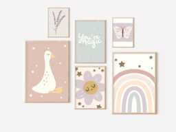 Set Of Pastel Gallery Wall Prints For A Playroom, Bedroom Or Nursery - Prints Only - thumbnail 1