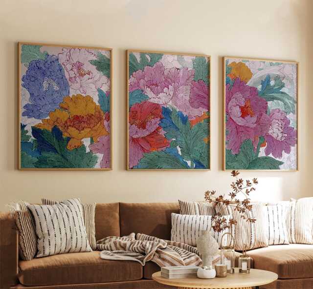 Botanical Illustration Print Set - Colorful Floral Wall Art - image 1