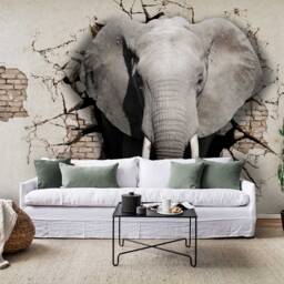 3D Elephant Wall Mural, Brick Wall, Peel & Stick Wallpaper - thumbnail 2