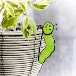 stained Glass Plant Pot Hugger, Garden Critter Planter Decor - thumbnail 4