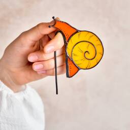 Curious Snail Plant Pot Stained Glass Decor Garden Accent Giftplant Lovers Pots Accessory - thumbnail 2