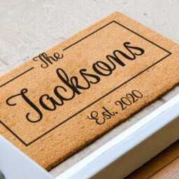 Family Doormat - Custom Personalized Engagement Gift -Door Mat New Home Last Name Rug - thumbnail 2