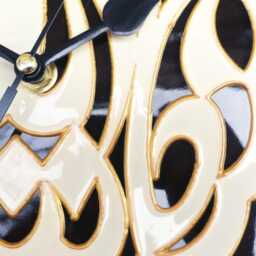 Islamic Glass Wall Clock With Brown & Blue Accents Hand-Painted - thumbnail 3