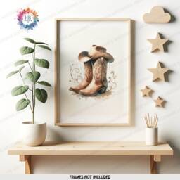 Country Western Nursery Posters - Set Of 3 Prints - Girl Watercolour Wall Art Boho Cowgirl Gift Kids Girls Bedroom Decor Horse Artwork - thumbnail 3