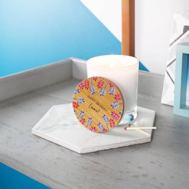 Birthday Scented Candle With Lid - Floral Design Happy Teenage Gift 21st Personalised - image 1