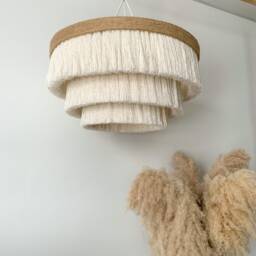 Fringe Pendant Light, Cotton Light Fixture, Boho Nursery Ceiling Lamp, Bedroom Lighting
