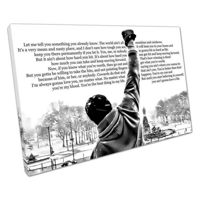 Inspirational Rocky Balboa Quote Canvas Monochrome Wall Art For Home & Office Decor - image 1