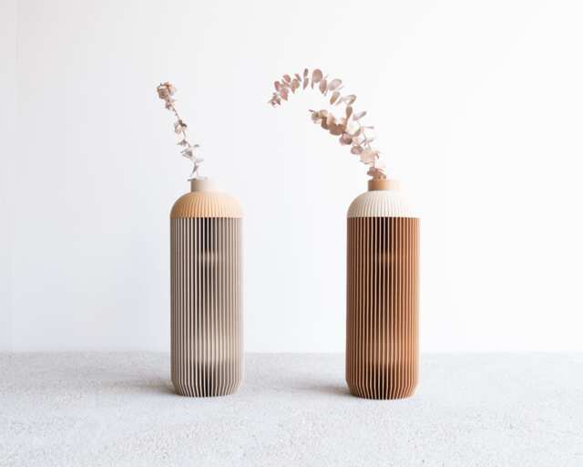 Onde Vase - Natural & Mist White Minimalist Wooden Vase Perfect For Fresh Or Dried Flowers - image 1