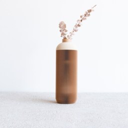 Onde Vase - Natural & Mist White Minimalist Wooden Vase Perfect For Fresh Or Dried Flowers - thumbnail 3