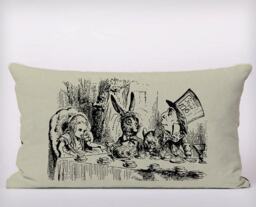 Alice in Wonderland Mad Hatter Party - Cushion Cover Case Or Stuffed With Insert - thumbnail 2