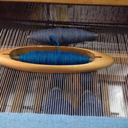 Handwoven Wool Rug Striped Blue Gray White, Washable Area Rug - thumbnail 4