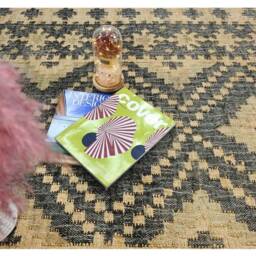 Moroccan Jute Floor Covering Rug, Hand Woven Black Brown Rectangular Rug With Fringes, Custom Natural Fiber Rugs - thumbnail 4