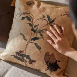Retro Bird Chenille Throw Pillow Cover, Botanical Accent Pillowcase - thumbnail 3