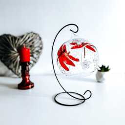 Red Dragonfly Glass Candle Holder Hand-Painted Tealight Holder With Stand - thumbnail 4