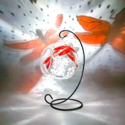 Red Dragonfly Glass Candle Holder Hand-Painted Tealight Holder With Stand