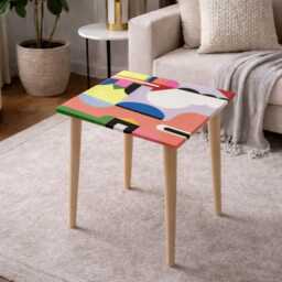 Abstract Resin Coffee Table, Modern Art Wooden Side Table - thumbnail 4
