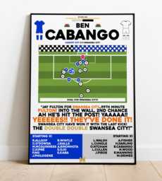 Ben Cabango V Cardiff City Print, Swansea Poster, Football Wall Art, Posters, Art Print - thumbnail 1