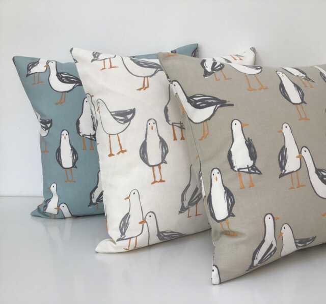 Seagull Double Sided Cushion Cover Nautical Gull Coastal Fabric - image 1