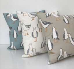 Seagull Double Sided Cushion Cover Nautical Gull Coastal Fabric - thumbnail 1