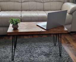 Rustic Solid Wood Coffee Table/Handmade Farmhouse Furniture Custom Size & 15 Color Stains Hairpin Legs /Handmade Living Room