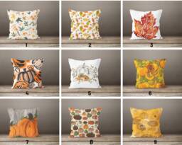 Fall Trend Cushion Cover/Halloween Case/Orange Pumpkin Throw Pillow Top/Halloween Home Decor/Orange Green White Decor
