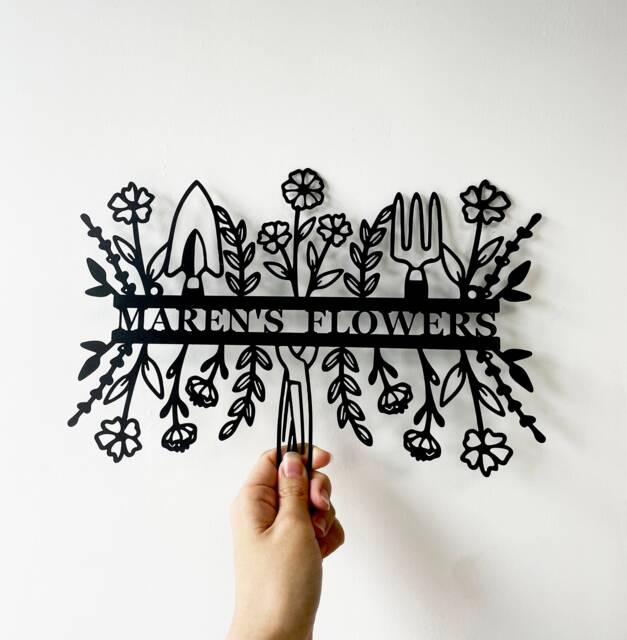 Personalized Garden Sign, Garden Metal Wall Art, Garden Decor, Custom Gardener Name Sign, Gift For Gardener, Metal Yard Decor - image 1