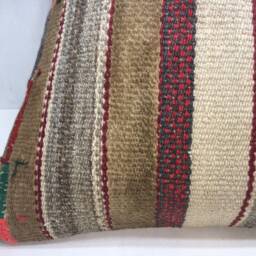 Vintage Turkish Kilim Pillow Cover, Handwoven Accent Cushion - 24x24 - thumbnail 3