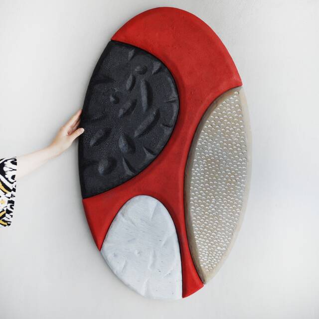 "Handmade Oval Wall Sculpture Wabi Sabi Abstract Art - 39.4"" X 23.6" - image 1