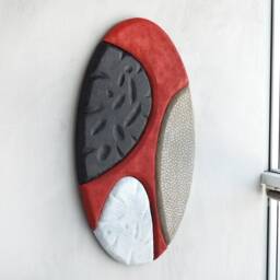 "Handmade Oval Wall Sculpture Wabi Sabi Abstract Art - 39.4"" X 23.6" - thumbnail 3