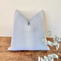 1655. Salcombe Blue Stripe Linen Blend Cushion Cover, 14x14 - thumbnail 2