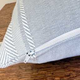1655. Salcombe Blue Stripe Linen Blend Cushion Cover, 14x14 - thumbnail 3