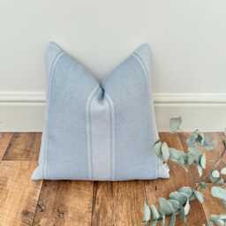 1655. Salcombe Blue Stripe Linen Blend Cushion Cover, 14x14 - thumbnail 1