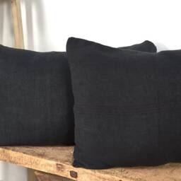 Antique Linen Cushion in Dark Blue Colour - thumbnail 4