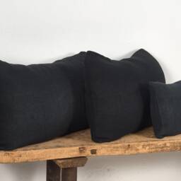 Antique Linen Cushion in Dark Blue Colour - thumbnail 3