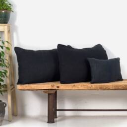 Antique Linen Cushion in Dark Blue Colour - thumbnail 1