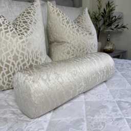 Luxurious Marble Bolster Cushion in Designer Hamlet Fabric - Champagne Home Decor