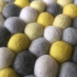 Nursery Rug - Yellow Brick Road Free Shipping Felt Ball Decor Play Mat Wool Pom - thumbnail 3