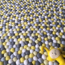 Nursery Rug - Yellow Brick Road Free Shipping Felt Ball Decor Play Mat Wool Pom